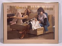 Watercolor - Fairclough 1989, 2 girls on sofa -