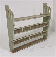 Plate rack, dovetailed, pale green paint, yellow
