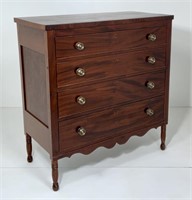 Sheraton chest, 4 graduated drawers have cog