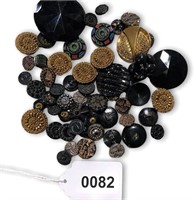 VTG Collection of Unique Black Glass Buttons WOW