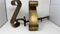 Scrolled Brass Fireplace Andirons Heavy Scroll