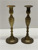 2 Tall Vintage Brass Candle Sticks