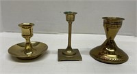 3 Brass Vintage Candle Sticks