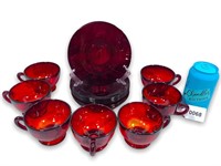 VTG Fenton Ruby Red Cups & Saucers (7 of each)