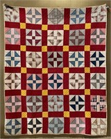 Vintage Hand Stiched Pinwheel Quilt
