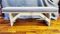 Painted & Distressed Bench with Cushion