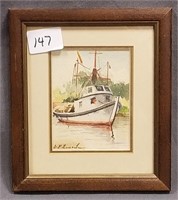 Dimitrios Zografos watercolor of Shrimp Boat