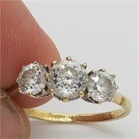 14k Diamonique Three Stone Ring