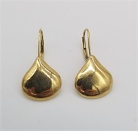 14k Gold Leverback Teardrop Earrings