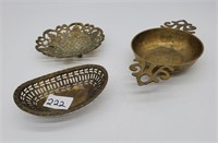 Brass Bowl & 2 Soap Dishes