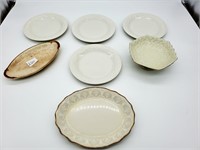 7 White Ceramic Table Articles inc 4 Salad Plates