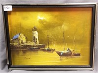 Oil on Canvas of Lighthouse Scene Signed Kinwood