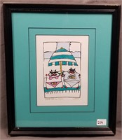 Beach Cats in France Signed Print by Wahlert