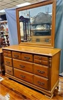 Three Over Two Oak Dresser with mirror