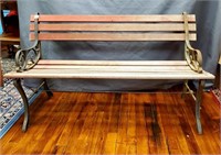 Wood and Cast Iron Outdoor Bench