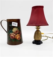 Pineapple Lamp and Toleware Pitcher