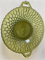 Green Depression Glass Shallow Bowl