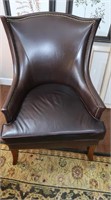 Leather Side Chair w/Brass Accents-27x30x38"