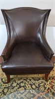 Leather Side Chair w/Brass Accents-27x30x38"