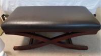 Leather & Wood Bench-38"x17"x17"