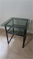 Smoked Glass & Metal Side Table-20x20x21"