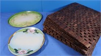 14 Woven Wood Placements & made in Japan Plates