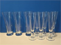 9 Pilsner Glasses(3 lg, 6 smaller)