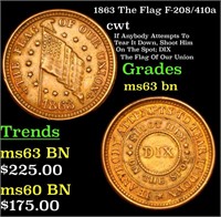 1863 The Flag Civil War Token F-208/410a 1c Grades