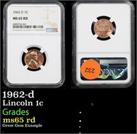 NGC 1962-d Lincoln Cent 1c Graded ms65 rd By NGC