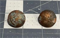 2 vintage U.S. Indian Service coat buttons