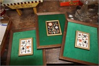 3 Framed inlaid tile pieces