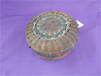 Early 5" covered sewing basket