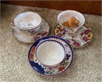 3 China Tea Cups & Saucers