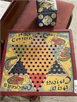 Chinese Checker Board & Tin