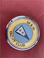 M&M Yacht Club Heavy Antique Medallion 3 ¾” Across