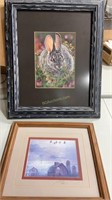 Signed bunny print and signed farm print