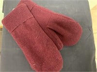 Maroon Adult Wool Handmade Mittens