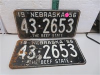 Set 1956 Nebraska License Plates 43-2653