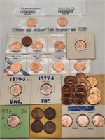 1970-80s Lincoln Cents + Heart Cent
