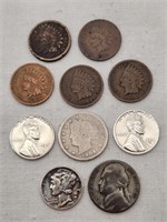 Indian Hd Cents Silver Dime etc