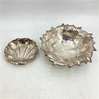 Tray- Silverplate Embossed Leaf Bowl & Shell Dish