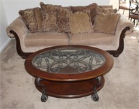 Lot 40: Excellent Sofa w/ Glass Top Coffee Table