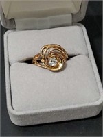 Gorgeous 14k Rose Gold Diamond Ring Wave Style
