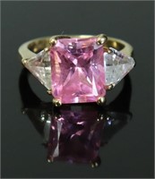 10K GOLD PINK ICE SAPPHIRE RING  SIZE 4.75