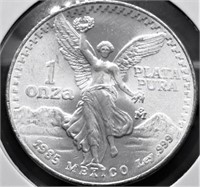 1985 MEXCICO SILVER ONZA GEM BU