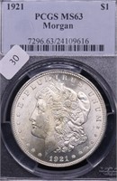 1921 PCGS MS63 MORGAN DOLLAR