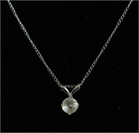 STERLING SILVER SOLITARE STONE NECKLACE