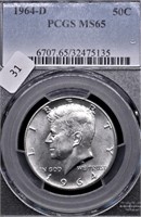 1964 D PCGS MS65 KENNEDY HALF DOLLAR