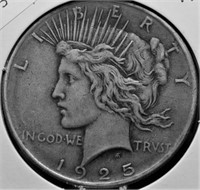 1925 PEACE DOLLAR VF