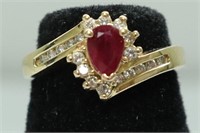 14K GOLD RUBY DIAMOND RING SIZE 4.5  3.08 GR